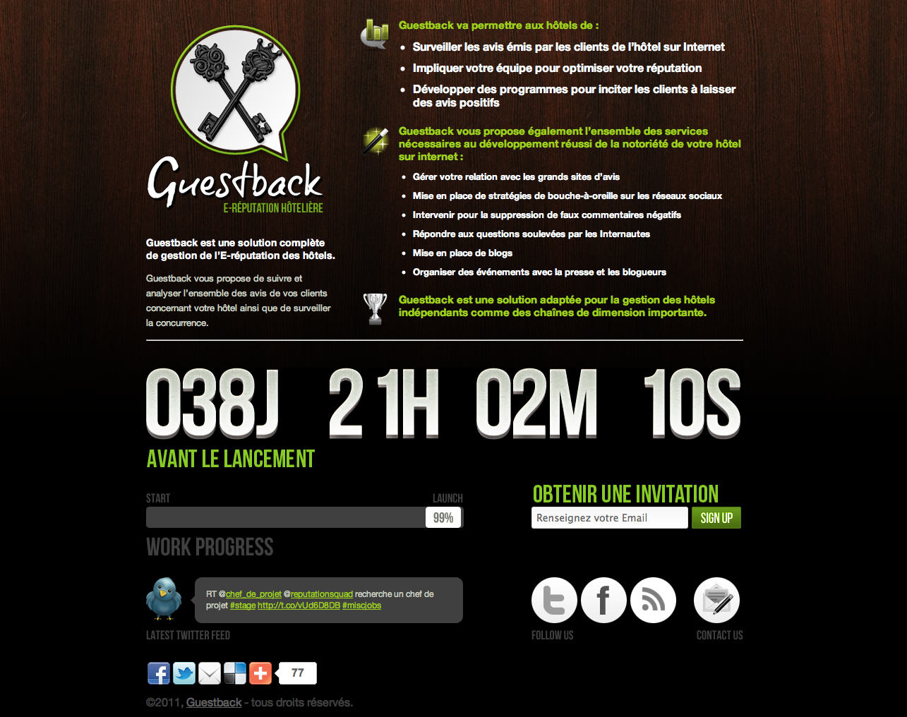 Landing page de l'agence de e-reputation des hotels GuestBack