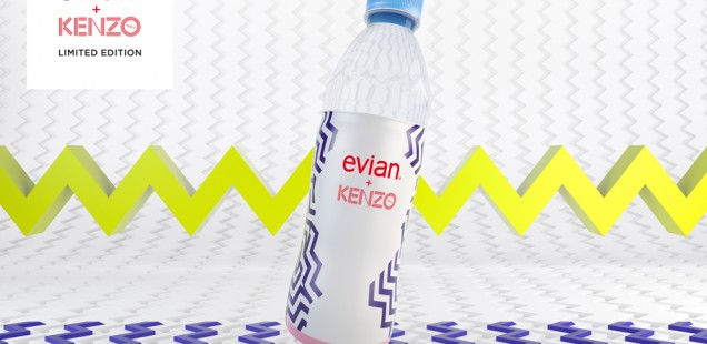 Graphisme de la bouteille Evian 2014 - partenariat Kenzo